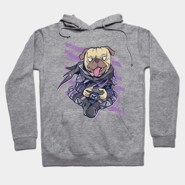 Funny Pug Gamer Hoodie by boobear247